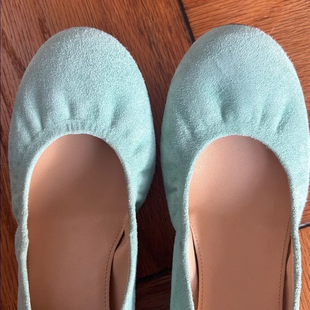 JCrew “Anya/CeCe” Italian Made Mint Turquoise Leather Suede Ballet Flats Size 7